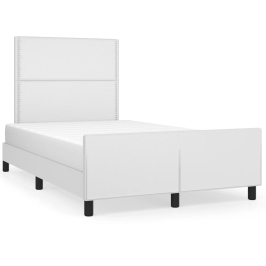 Estructura de cama sin colchón cuero sintético blanco 120x190cm