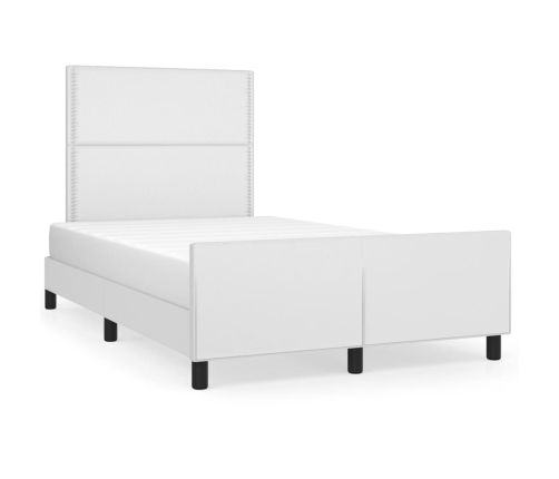 vidaXL Estructura cama con cabecero cuero sintético blanco 120x190 cm