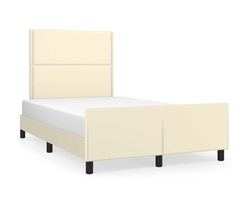 Estructura de cama sin colchón cuero sintético crema 120x190 cm