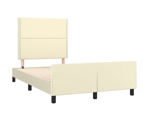 Estructura de cama sin colchón cuero sintético crema 120x190 cm