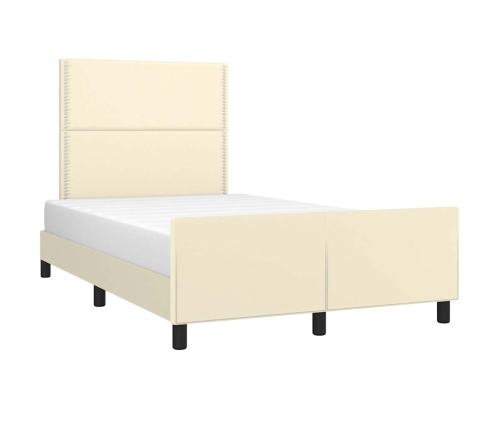 Estructura de cama sin colchón cuero sintético crema 120x190 cm