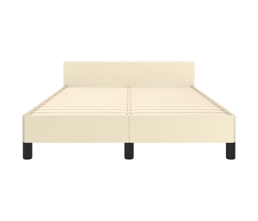 Estructura de cama sin colchón cuero sintético crema 120x190 cm