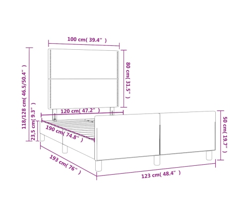 Estructura de cama sin colchón cuero sintético crema 120x190 cm