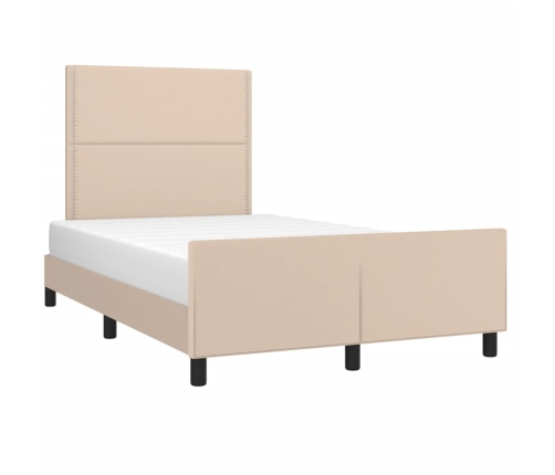 Estructura cama sin colchón cuero sintético capuchino 120x190cm