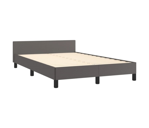 Estructura de cama sin colchón cuero sintético gris 120x190 cm