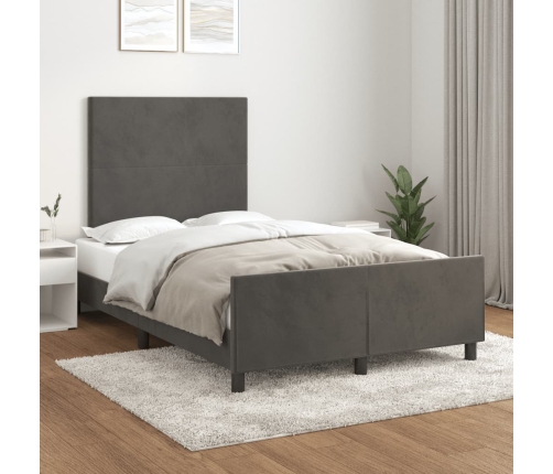 Estructura de cama sin colchón terciopelo gris oscuro 120x190cm