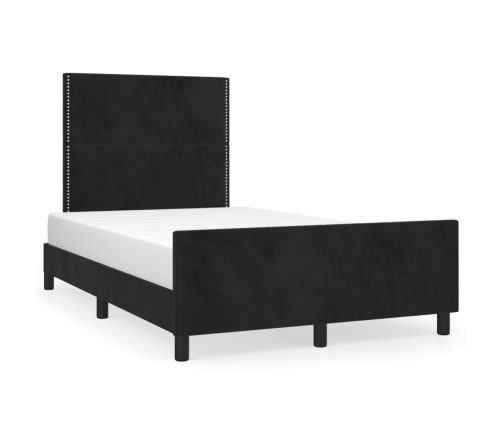 Estructura de cama sin colchón terciopelo negro 120x190 cm