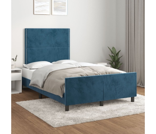 Estructura de cama sin colchón terciopelo azul oscuro 120x190cm