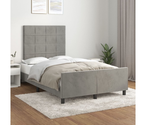 Estructura de cama sin colchón terciopelo gris claro 120x190 cm