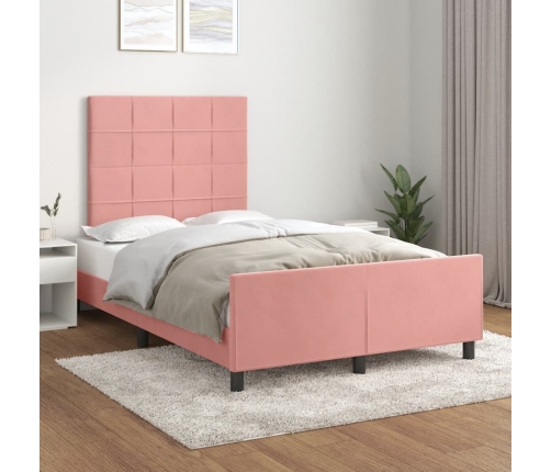 Estructura de cama sin colchón terciopelo rosa 120x190 cm