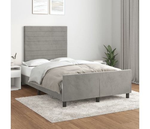 Estructura de cama sin colchón terciopelo gris claro 120x190 cm