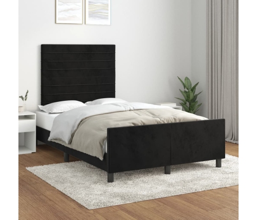 Estructura de cama sin colchón terciopelo negro 120x190 cm