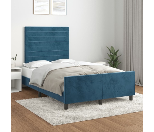 Estructura de cama sin colchón terciopelo azul oscuro 120x190cm