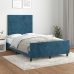 Estructura de cama sin colchón terciopelo azul oscuro 120x190cm