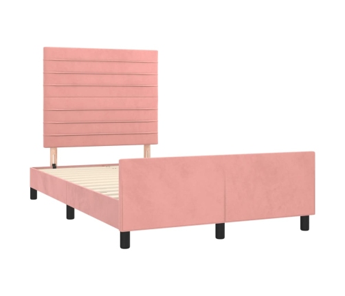 Estructura de cama sin colchón terciopelo rosa 120x190 cm