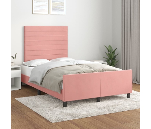 Estructura de cama sin colchón terciopelo rosa 120x190 cm