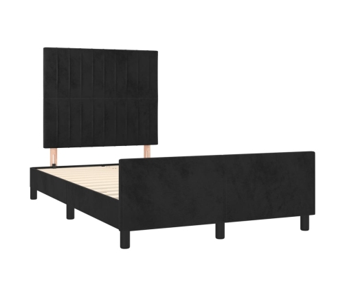 Estructura de cama con cabecero terciopelo negro 120x190 cm