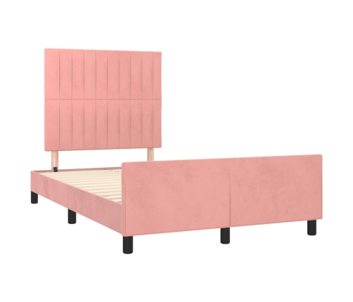 Estructura de cama con cabecero terciopelo rosa 120x190 cm