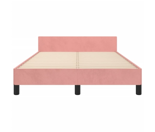 Estructura de cama con cabecero terciopelo rosa 120x190 cm