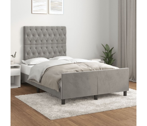 Estructura de cama sin colchón terciopelo gris claro 120x190 cm