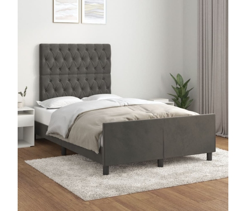 Estructura de cama sin colchón terciopelo gris oscuro 120x190cm