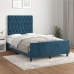 Estructura cama con cabecero terciopelo azul oscuro 120x190 cm