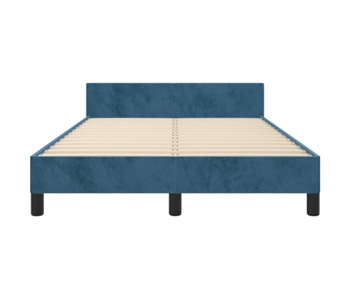 Estructura cama con cabecero terciopelo azul oscuro 120x190 cm