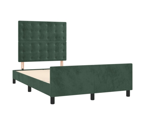 Estructura cama sin colchón terciopelo verde oscuro 120x190cm