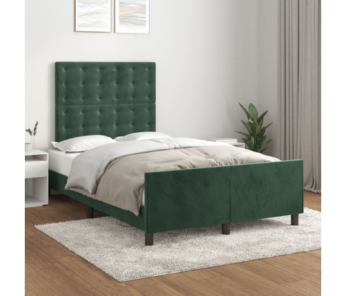 Estructura cama sin colchón terciopelo verde oscuro 120x190cm