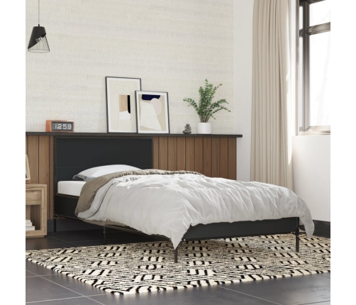Estructura de cama madera de ingeniería y metal negro 90x200 cm