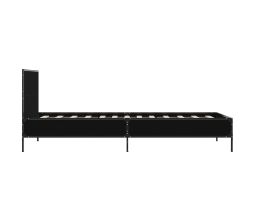 Estructura de cama madera de ingeniería y metal negro 90x200 cm