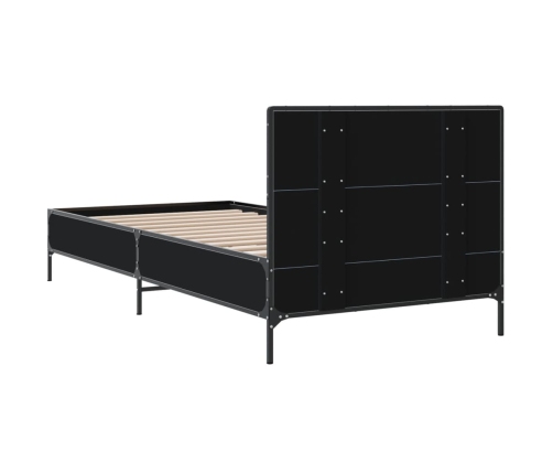 Estructura de cama madera de ingeniería y metal negro 90x200 cm