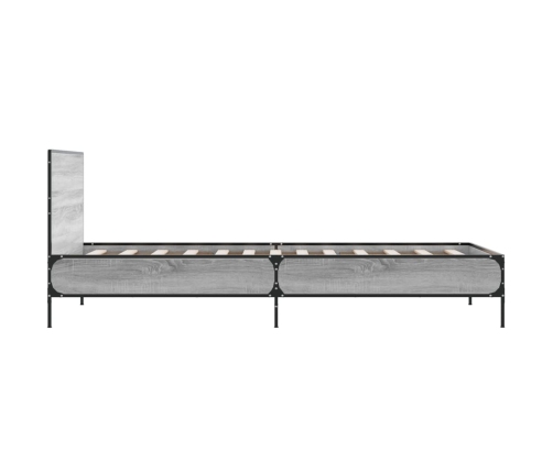 Estructura cama madera ingeniería metal gris Sonoma 90x200 cm