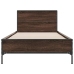 Estructura cama madera ingeniería metal roble marrón 90x200 cm