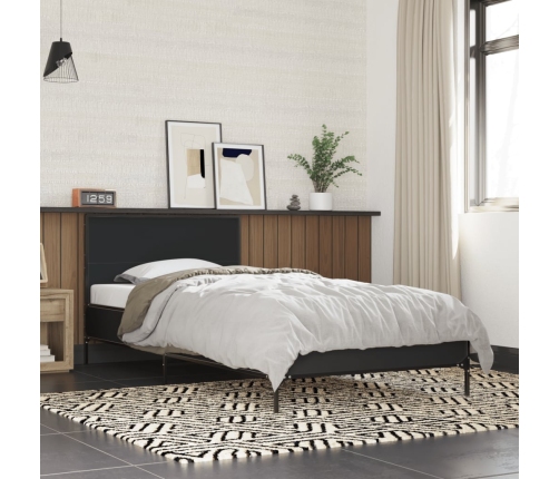 Estructura de cama madera ingeniería y metal negro 100x200 cm