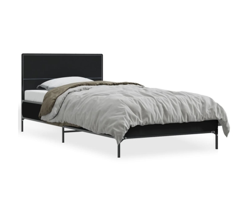 Estructura de cama madera ingeniería y metal negro 100x200 cm