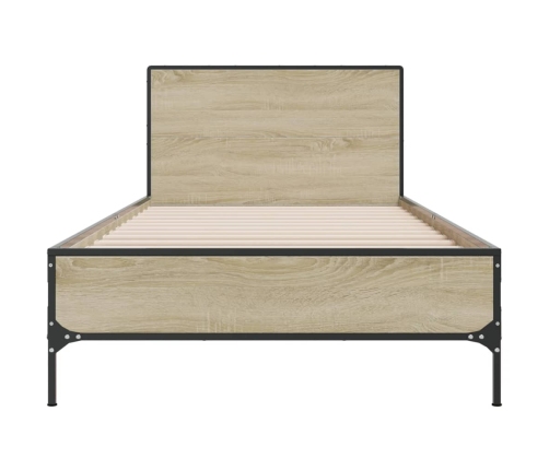 vidaXL Estructura cama madera ingeniería metal roble Sonoma 100x200 cm