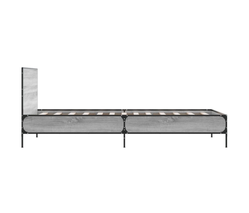 Estructura cama madera ingeniería metal gris Sonoma 100x200 cm