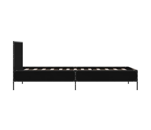 Estructura de cama madera de ingeniería y metal negra 75x190 cm