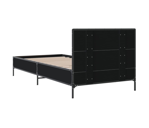 Estructura de cama madera de ingeniería y metal negra 75x190 cm