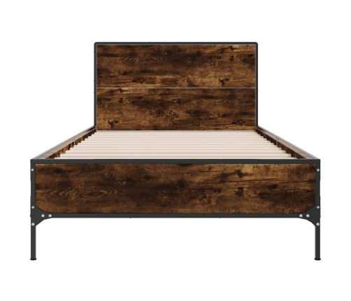 Estructura cama madera ingeniería metal roble humo 75x190 cm