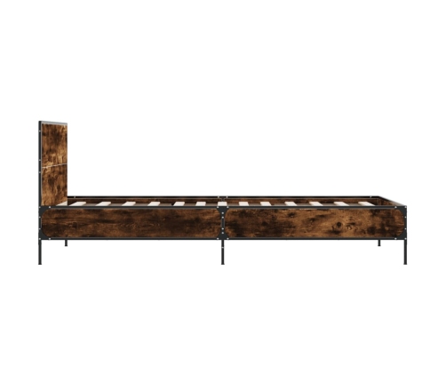 Estructura cama madera ingeniería metal roble humo 75x190 cm