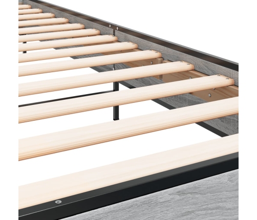 Estructura cama madera ingeniería metal gris Sonoma 75x190 cm