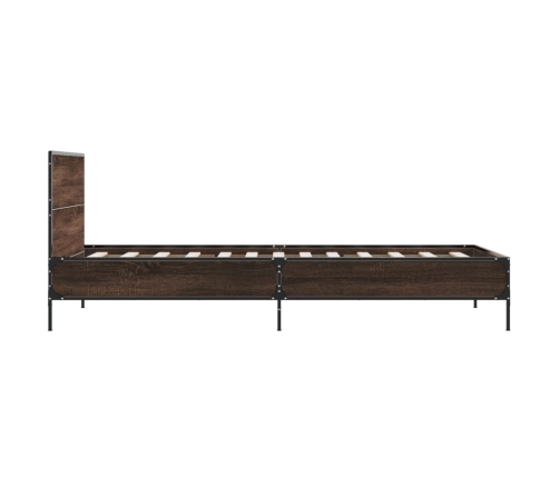 Estructura cama madera ingeniería metal roble marrón 75x190 cm