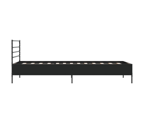 Estructura de cama madera de ingeniería y metal negro 90x200 cm