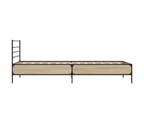 Estructura cama madera ingeniería metal roble Sonoma 90x200 cm