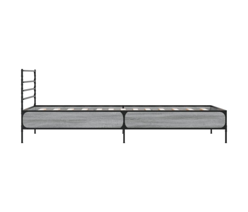 Estructura cama madera ingeniería metal gris Sonoma 90x200 cm