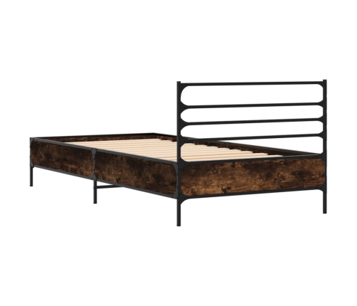 Estructura cama madera ingeniería metal roble humo 100x200 cm