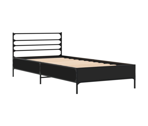 Estructura de cama madera de ingeniería y metal negra 75x190 cm