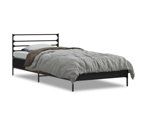 Estructura de cama madera de ingeniería y metal negra 75x190 cm